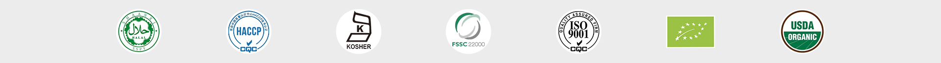 ISO, GMP, USDA Organic, Halal, Kosher, and other quality certifications held by ZAC Biotech Co., Ltd.